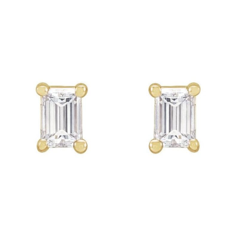 Straight Baguette 4-Prong Stud Earrings