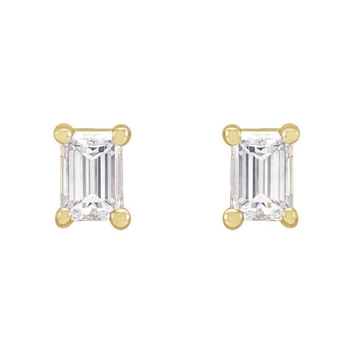 Straight Baguette 4-Prong Stud Earrings
